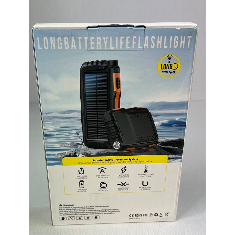 Solar Power Bank Portable Charge Flashlight USB Outdoor Rugged Waterproof - Picture 3 of 4